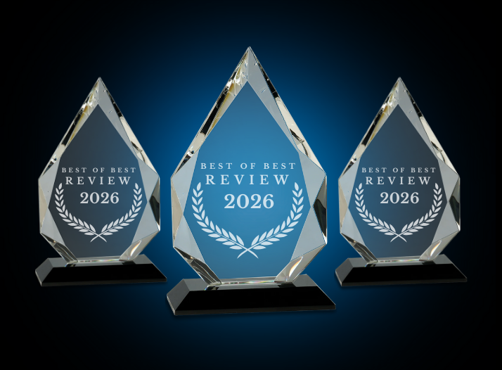 Three Best of Best Review 2026 crystal winner awards.